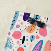 抽象芸術ボタニカルパターンパステルカラーBOHOシック ビーチタオル (インサイチュ)