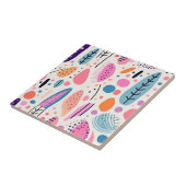 抽象芸術ボタニカルパターンパステルBOHOシック タイル (側面)