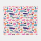 抽象芸術ボタニカルパターンパステルBOHOシック フリースブランケット (正面(横))