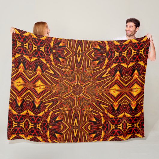 抽象芸術ボヘミアンシンビジウムオーキッドコージー フリースブランケット (インサイチュ)