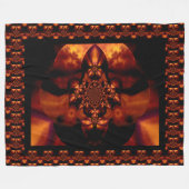 抽象芸術ボヘミアンファイアオーキッド1フローラルパターン フリースブランケット (正面(横))