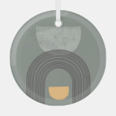 抽象芸術ボヘミアン図形パターン ガラスオーナメント (正面)