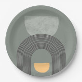 抽象芸術ボヘミアン図形パターン ペーパープレート (正面)