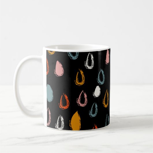 抽象芸術ボホの雨滴、トライバルドードル。 コーヒーマグカップ (左)