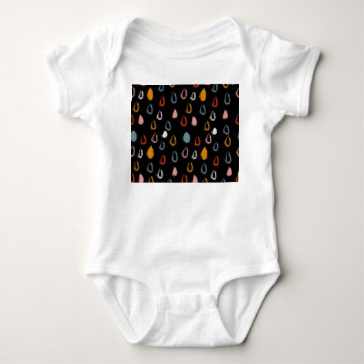 抽象芸術ボホの雨滴、トライバルドードル。 ベビーボディスーツ (正面)