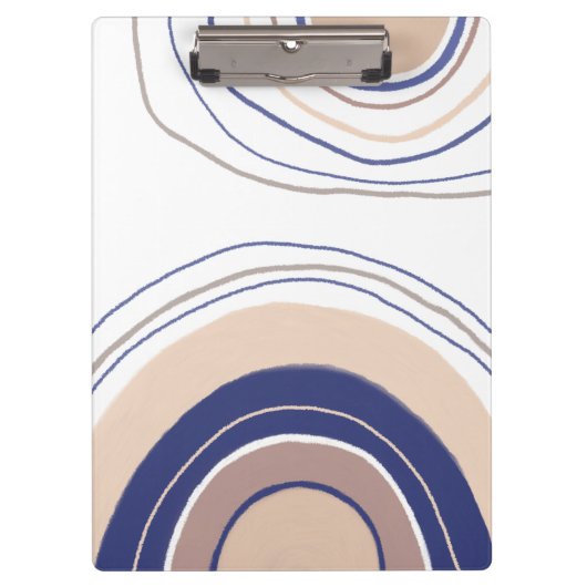 抽象芸術ボホアーチズブルーとベージュ クリップボード (正面)