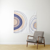 抽象芸術ボホアーチズブルーとベージュ タペストリー (インサイチュ(横))