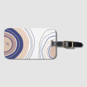 抽象芸術ボホアーチズブルーとベージュ ラゲッジタグ (正面横)