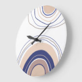 抽象芸術ボホアーチ-青とベージュ ラージ壁時計 (傾斜)
