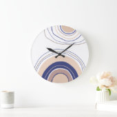 抽象芸術ボホアーチ-青とベージュ ラージ壁時計 (ホーム)