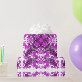 抽象芸術ボホエレガントピンク色マンダラ蝶の渦巻き旋回 ラッピングペーパー