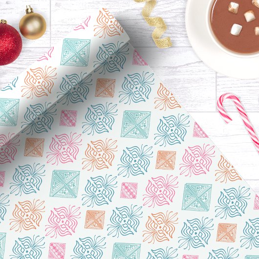 抽象芸術ボホオーナメント部族模様 ラッピングペーパー