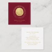 抽象芸術ボホゴールドフォイルスクエアレッド スクエア名刺 (正面/裏面)