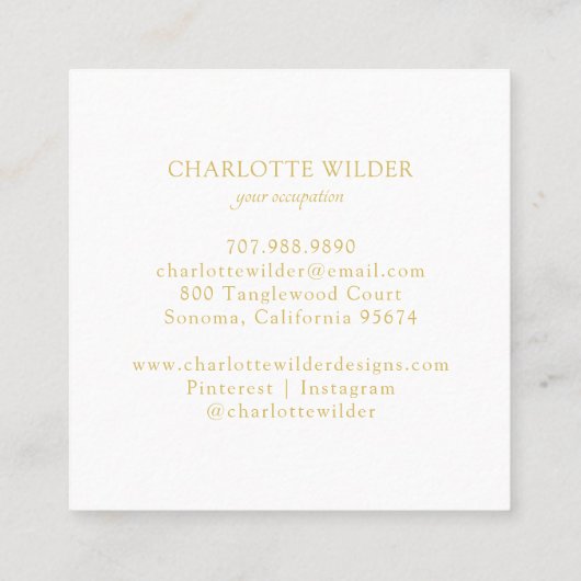 抽象芸術ボホゴールドフォイルスクエアレッド スクエア名刺 (裏面)