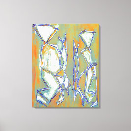 抽象芸術ボホシックカップルカラフルオレンジホワイト キャンバスプリント