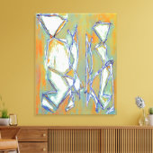 抽象芸術ボホシックカップルカラフルオレンジホワイト キャンバスプリント (インサイチュ (リビング))