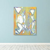 抽象芸術ボホシックカップルカラフルオレンジホワイト キャンバスプリント (インサイチュ (ウッドフロア))