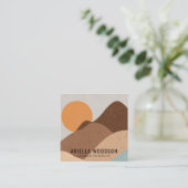 抽象芸術ボホテラコッタサンドジュエリーデザイナー スクエア名刺 (スタンド正面)