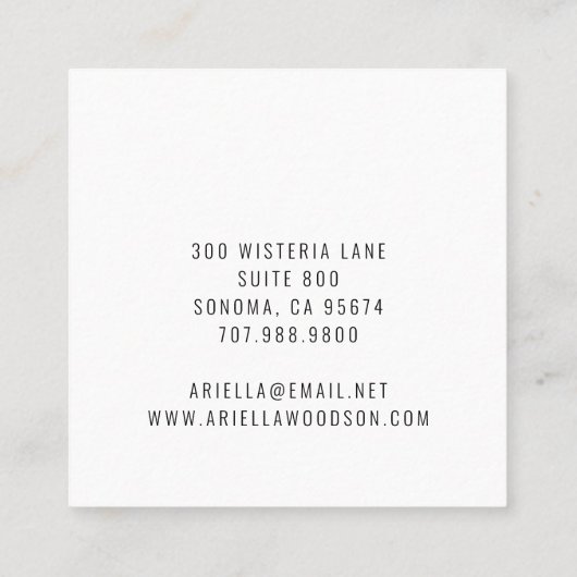 抽象芸術ボホテラコッタジュエリーデザイナー スクエア名刺 (裏面)