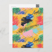 抽象芸術ボホトロピカルパーム葉ズ シーズンポストカード (正面/裏面)