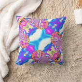 抽象芸術ボホピンク青紫オーキッドアート クッション (ブランケット)