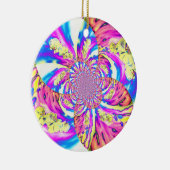 抽象芸術ボホピンク青紫オーキッドアート セラミックオーナメント (右)