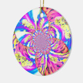 抽象芸術ボホピンク青紫オーキッドアート セラミックオーナメント (左)