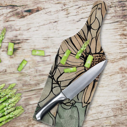 抽象芸術ボホフローラセージとベージュ カッティングボード