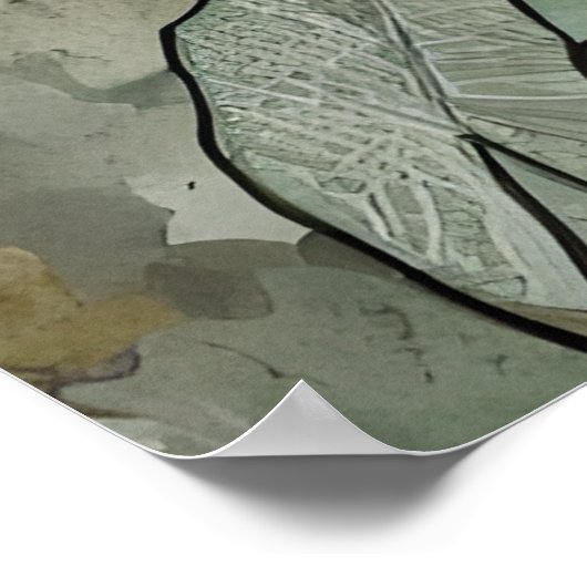 抽象芸術ボホフローラセージとベージュ ポスター (角)