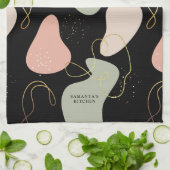 抽象芸術ボホ幾何オーガニック図形パターン キッチンタオル (折り畳み)