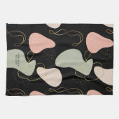 抽象芸術ボホ幾何オーガニック図形パターン キッチンタオル (横)