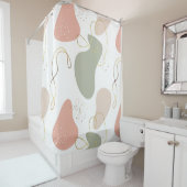 抽象芸術ボホ幾何オーガニック図形パターン シャワーカーテン (インサイチュ)