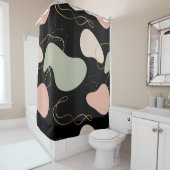 抽象芸術ボホ幾何オーガニック図形パターン シャワーカーテン (インサイチュ)