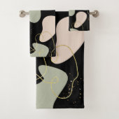 抽象芸術ボホ幾何オーガニック図形パターン バスタオルセット (インサイチュ)