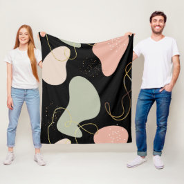 抽象芸術ボホ幾何オーガニック図形パターン フリースブランケット