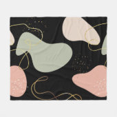 抽象芸術ボホ幾何オーガニック図形パターン フリースブランケット (正面(横))