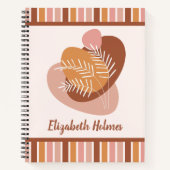抽象芸術ボホ色パレ葉ットとストライプ ノートブック (正面)