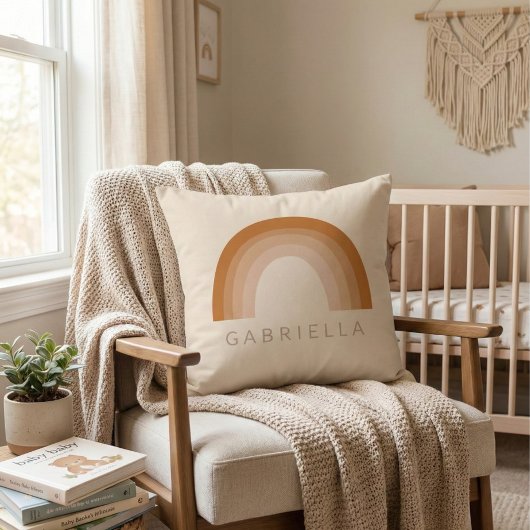 抽象芸術ボホ70sレインボーテラコッタパーソナライズされた クッション