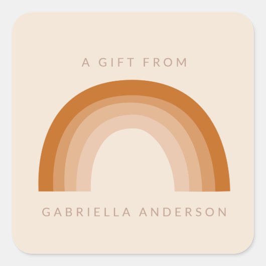抽象芸術ボホ70sレインボーテラコッタパーソナライズされた スクエアシール (正面)