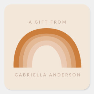 抽象芸術ボホ70sレインボーテラコッタパーソナライズされた スクエアシール