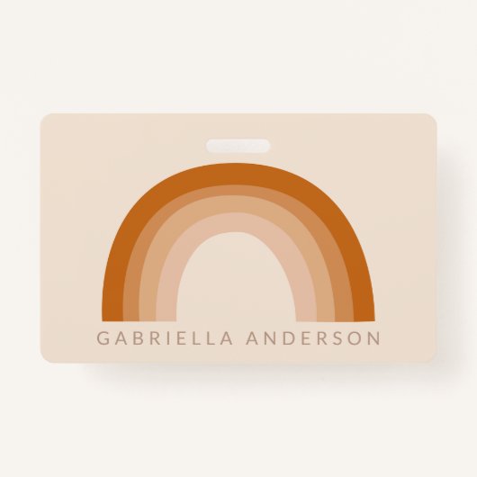 抽象芸術ボホ70sレインボーテラコッパーソナライズされたタ  バッジ (正面)