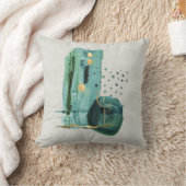 抽象芸術ボモダンホスタイルグリーンn金ゴールド水色 クッション (ブランケット)