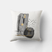 抽象芸術ボモダンホスタイル白黒水彩 クッション (裏面)