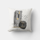 抽象芸術ボモダンホスタイル白黒水彩 クッション (正面)