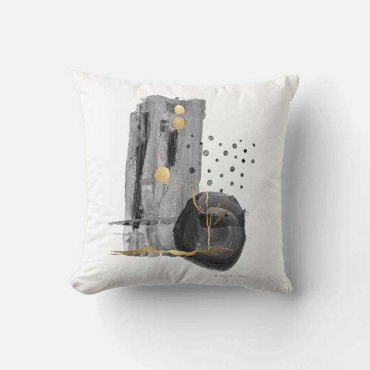 抽象芸術ボモダンホスタイル白黒水彩 クッション (正面)