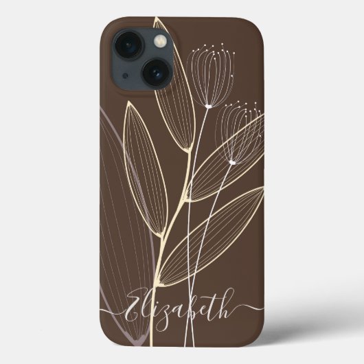 抽象芸術ボモダンホフローラプラントアートデコールブラウン Case-Mate iPhoneケース (裏面)