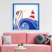 抽象芸術ボートonストーミーシーズ航海の キャンバスプリント (インサイチュ (リビング))