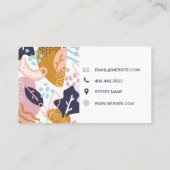 抽象芸術ボーホパターン手描きレトロ カラフル 名刺 (裏面)