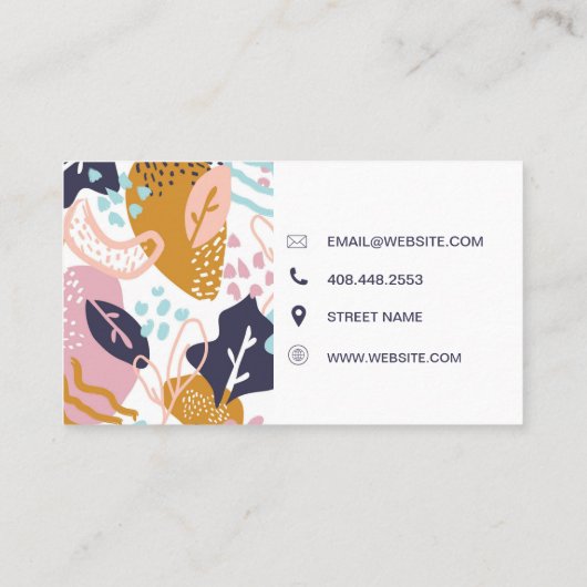 抽象芸術ボーホパターン手描きレトロ カラフル 名刺 (裏面)