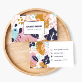 抽象芸術ボーホパターン手描きレトロ カラフル 名刺